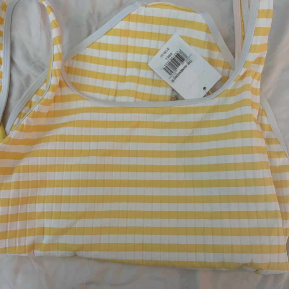 Solid & Striped Yellow and White One Piece Swimsuit